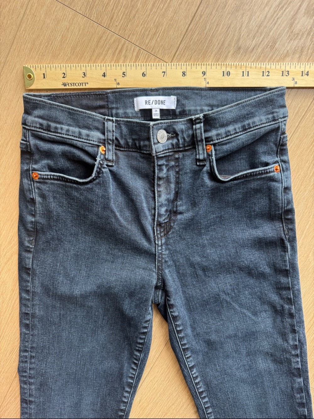 RE/DONE Super Slim Jeans Blackened Blue Size 25 - Picture 8 of 11